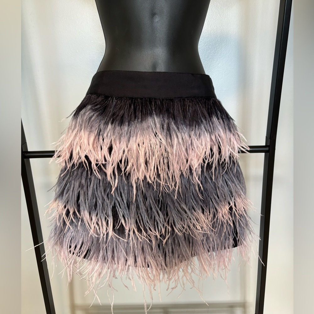 MILLY feather mini skirt